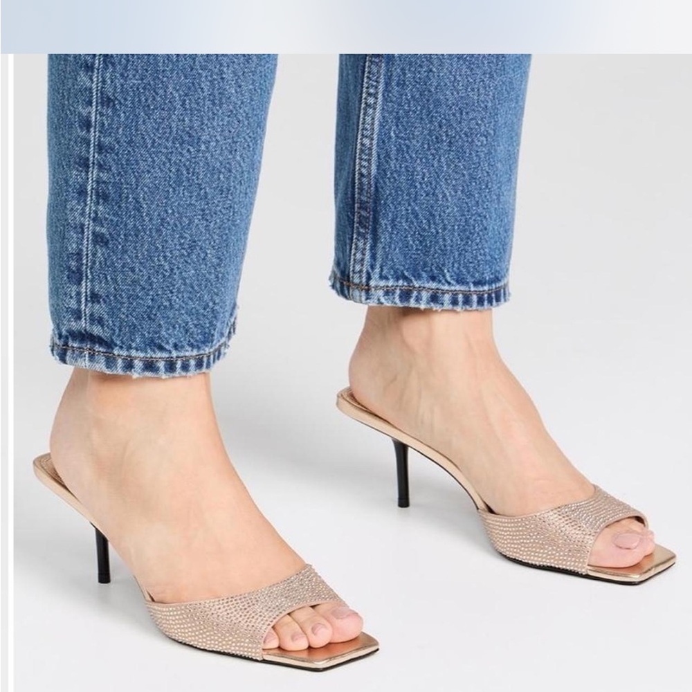 Black suede studio gold heeled sandals / mules - Picture 6 of 6